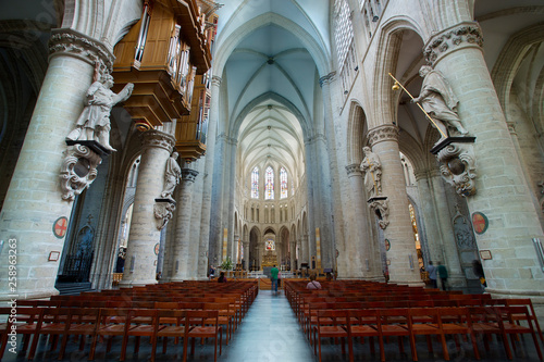 Brussels, St. Michael and St. Gudula Gothic Cathedral. photo