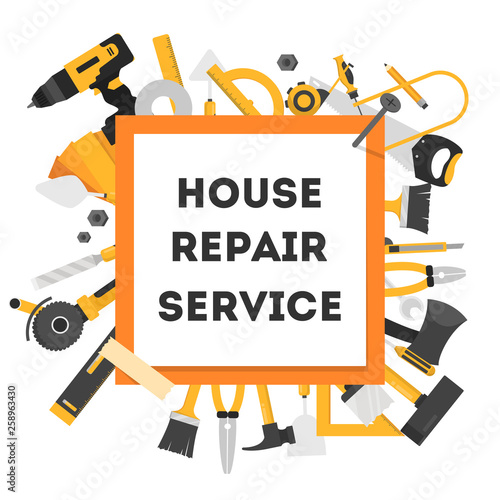 House repair concept banner. Equipment for repair