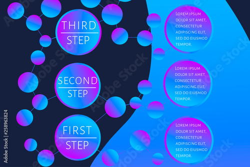 Futuristic Infographic template with 4 options (steps) and place for text. Medicine, science, pharmacology innovation concept for report, banner, business presentation. Vector EPS 10 illustration