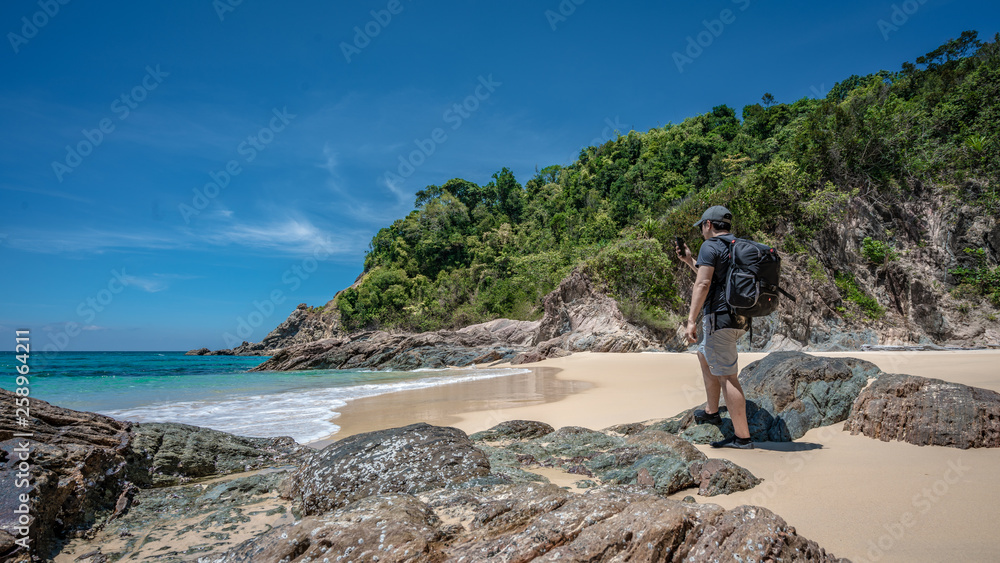 Traveller With Tropical Sea View