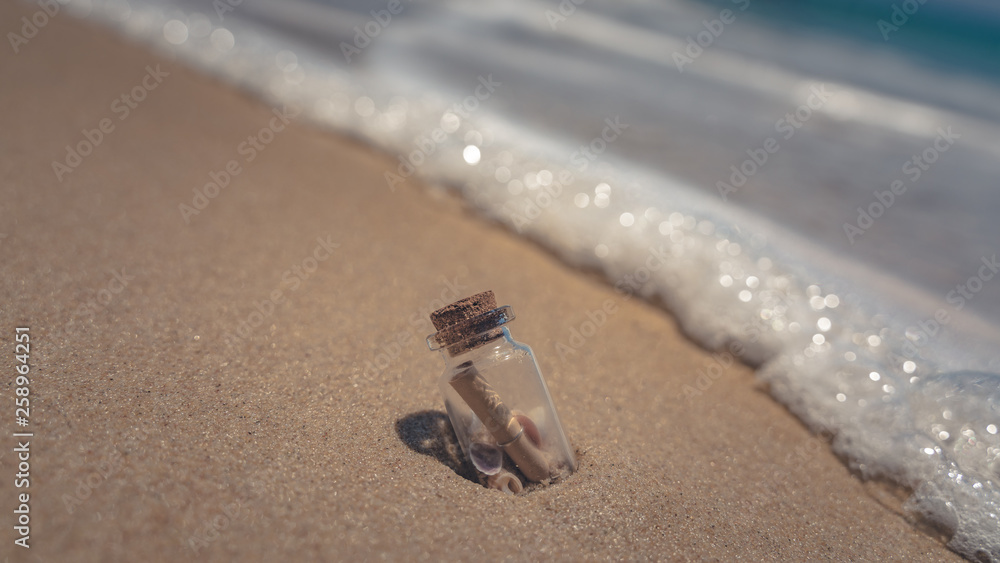 Message In A Bottle On Sand Sea Beach Message In A Bottle On Sand Sea Beach
