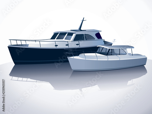 Two boats on a white background.