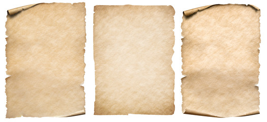 Vintage paper or parchment set isolated on white