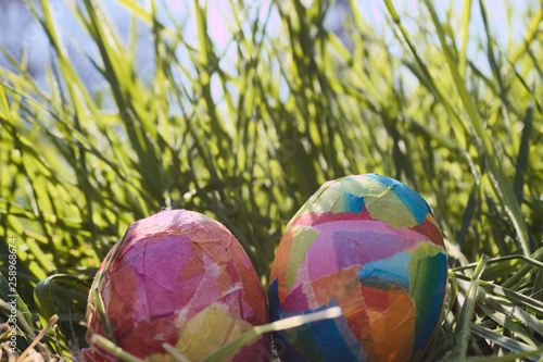 Obraz na plátně Ostereier im Gras 4