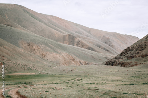 brown rocks mountain. Large boulders stones rocks of Mongolia