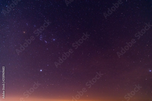 Stars on the sky during twilight