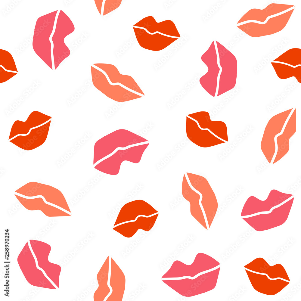 seamless pattern with lips on a white background