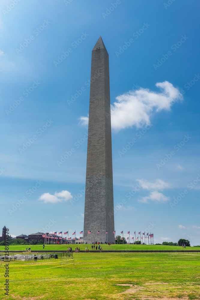 Washington Monument in summer day in Washington DC, USA