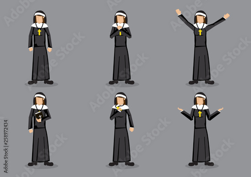 Vector Cartoon Character Nun