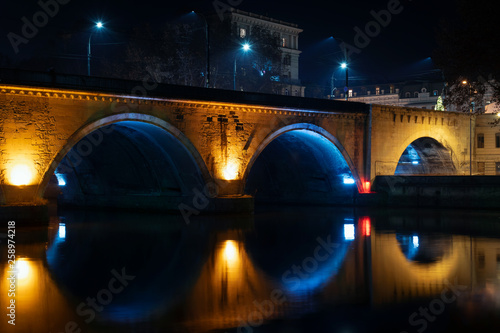 Georgia, Tbilisi - 05.02.2019. - Famous Dry bridge over river Mtkvari illuminated with colorful lights in the night