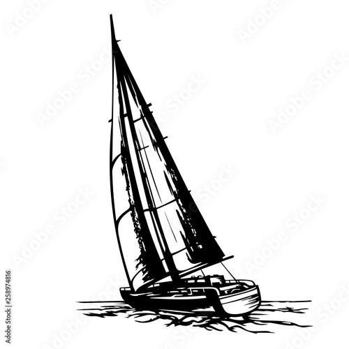 sailing yacht stylized vector