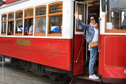 Cute young woman on vacation in Lisbon