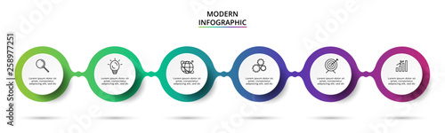 Circle elements of graph, diagram with 6 steps, options, parts or processes. Template for infographic, presentation