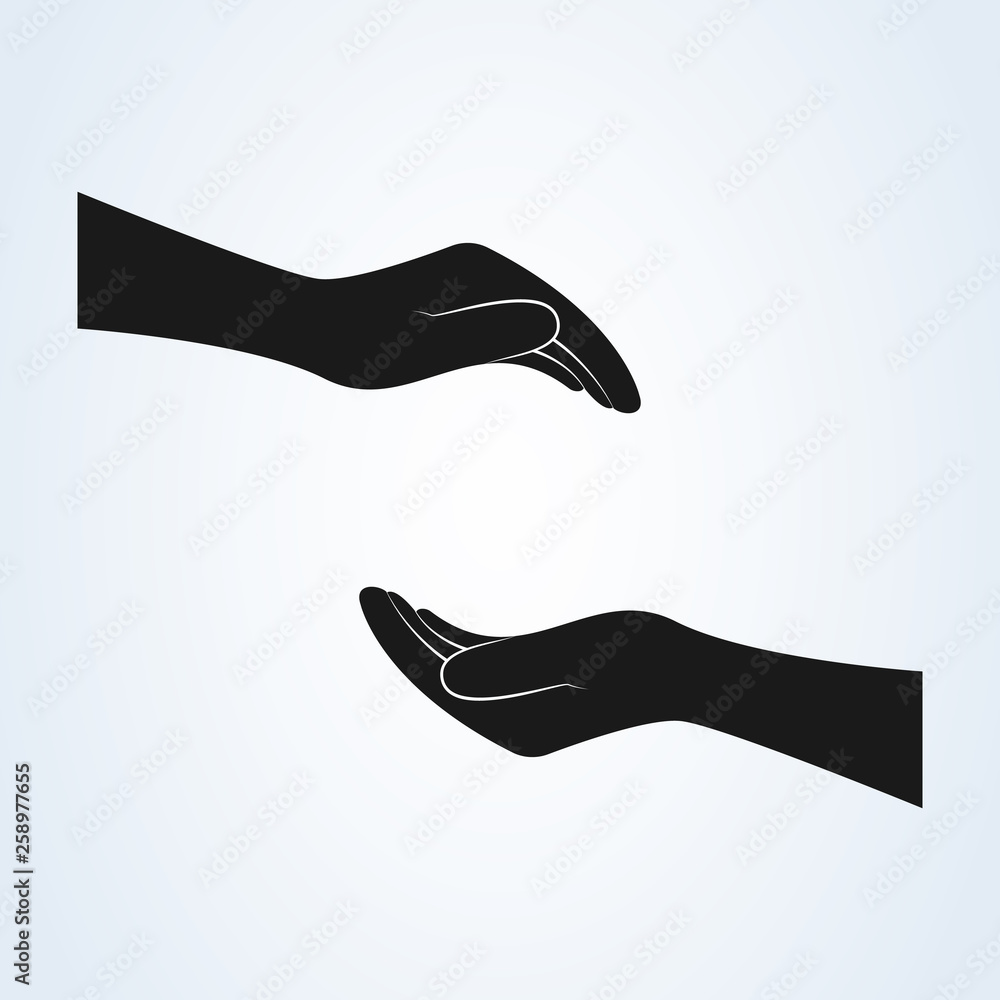 Supporting hands illustration. Vector protecting hands icon Stock