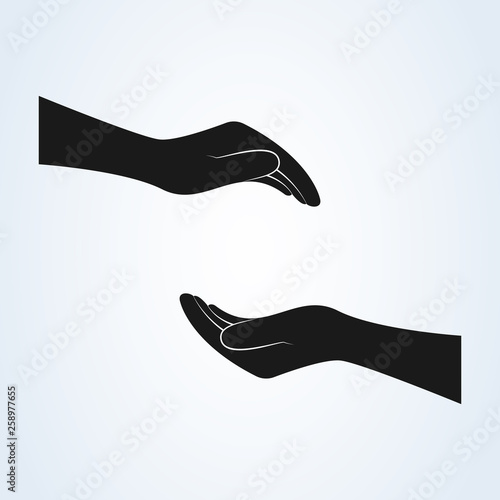 Supporting hands illustration. Vector protecting hands icon