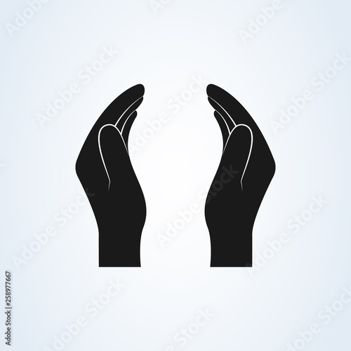 Supporting hands illustration. Vector protecting hands icon