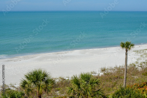 Tropical white sand beach on the gulf coast of Florida near St. Petersburg