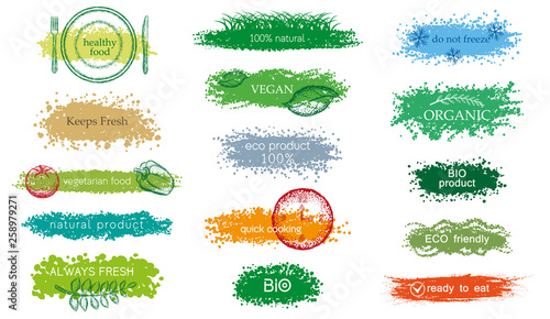 Set of food labels. Vegetar...
