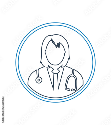 Female Doctor Profile line Icon. Editable vector EPS.