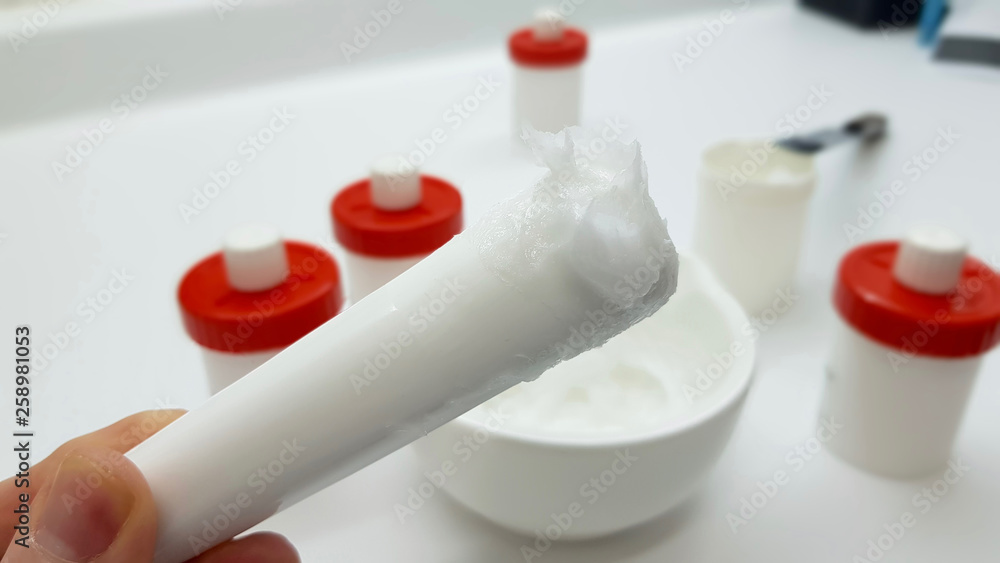 Ointment, mortar and container Ointment, mortar and container
