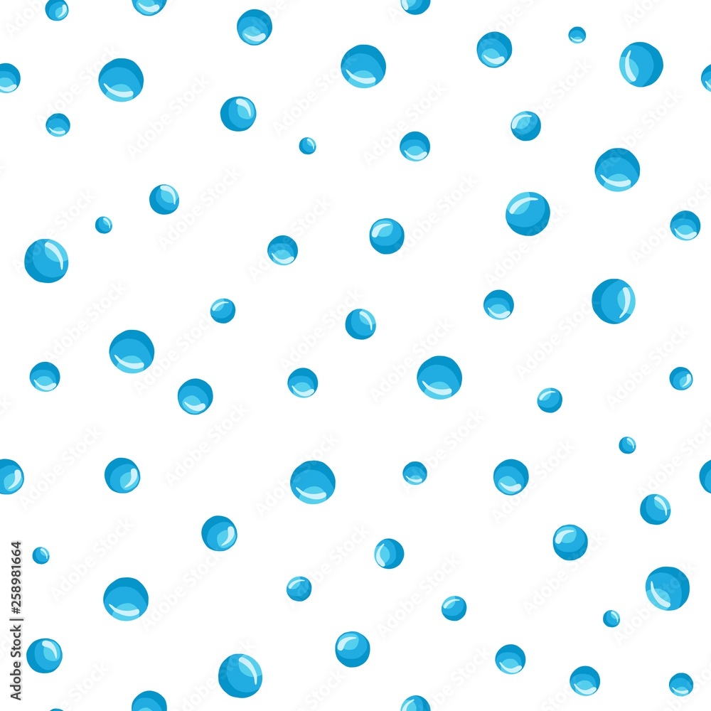 Water bubbles seamless pattern on a white background.