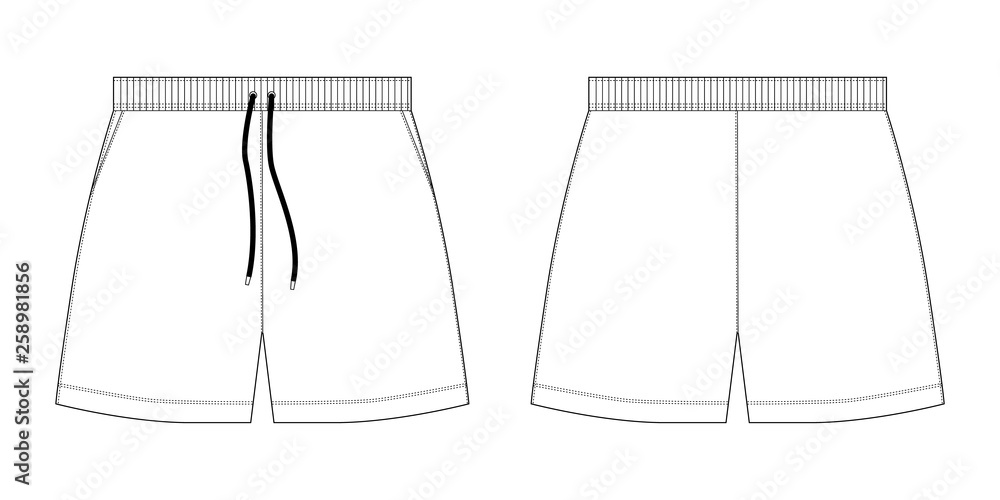 Technical sketch sport shorts pants design template. Stock Vector ...