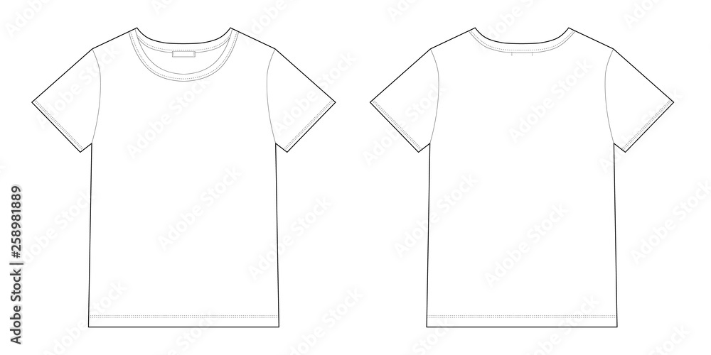 hånd Samlet Henholdsvis Technical sketch unisex black t-shirt design template. Stock Vector | Adobe  Stock