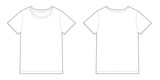 Technical sketch unisex black t-shirt design template.
