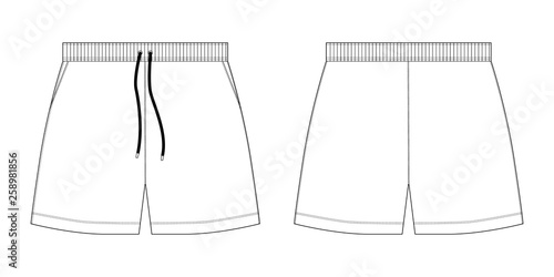Technical sketch sport shorts pants design template.