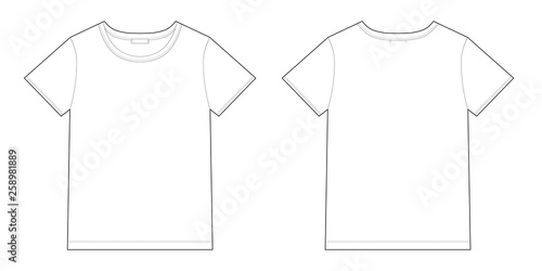 Technical sketch unisex black t-shirt design template.