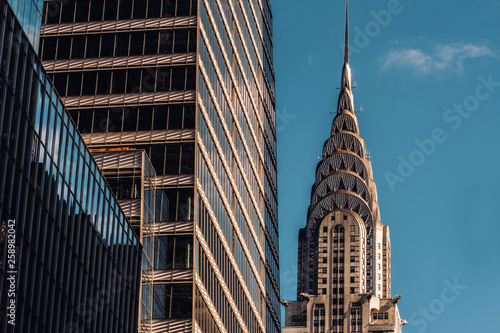 Close-up view of Chrysler Building and One Vanderbilt skyscraper in Midtown Manhattan New York City photo