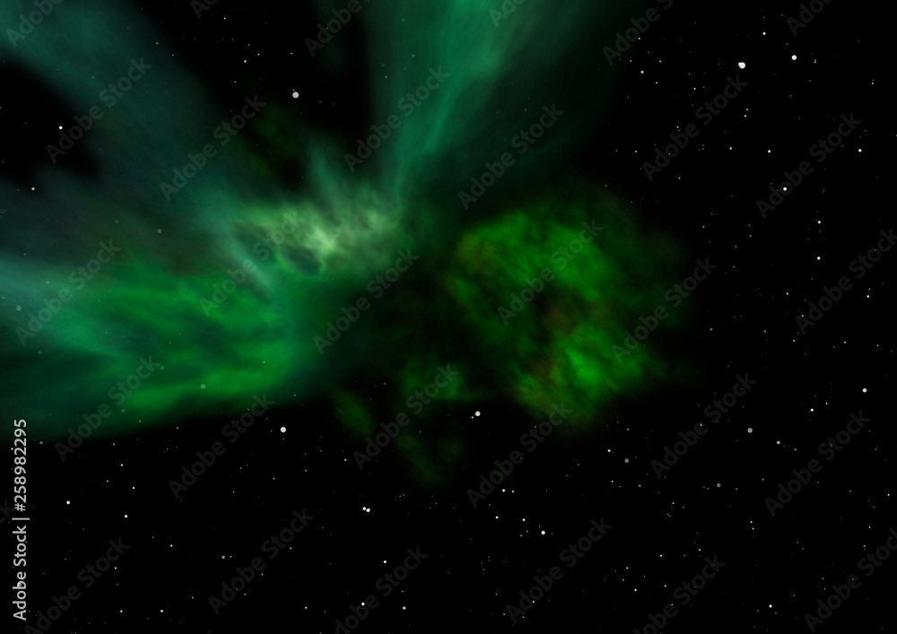 Star field in space and a nebulae. 3D rendering Star field in space and a nebulae. 3D rendering