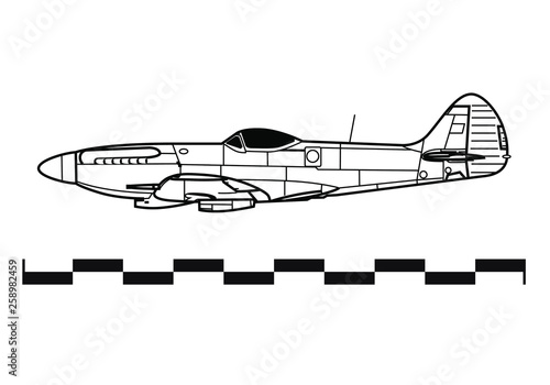 Supermarine SPITFIRE. Outline drawing