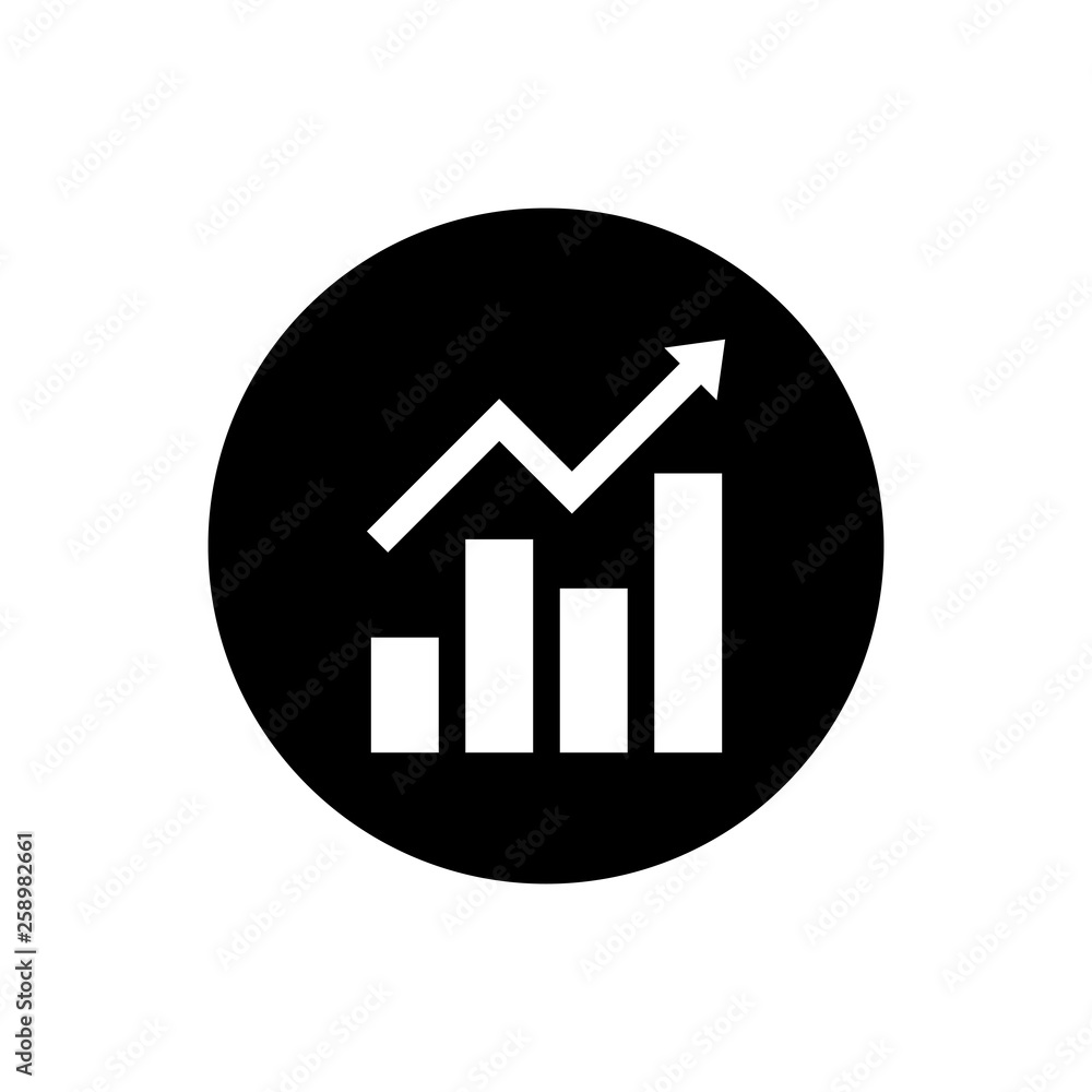 Growing graph Icon. Chart icon. Graph Icon in trendy flat style isolated on white background Growing graph Icon. Chart icon. Graph Icon in trendy flat style isolated on white background
