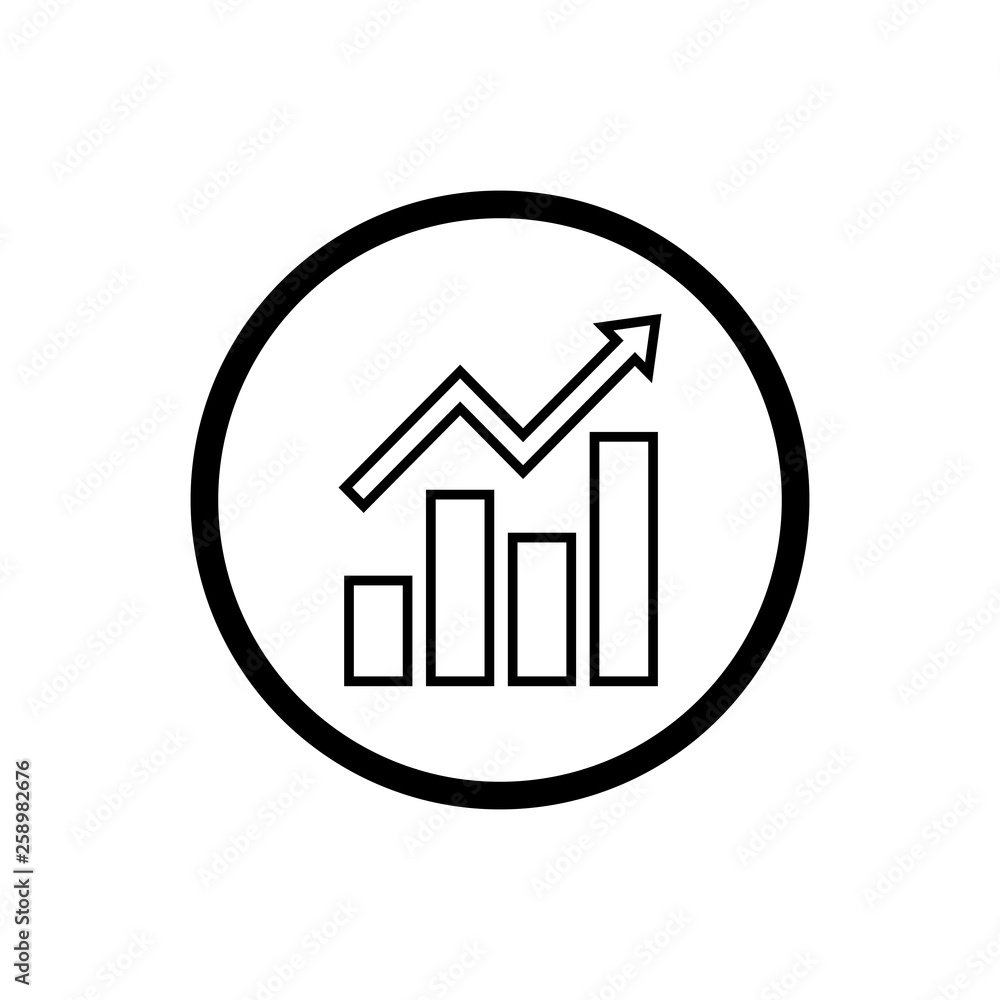 Growing graph Icon. Chart icon. Graph Icon in trendy flat style isolated on white background Growing graph Icon. Chart icon. Graph Icon in trendy flat style isolated on white background