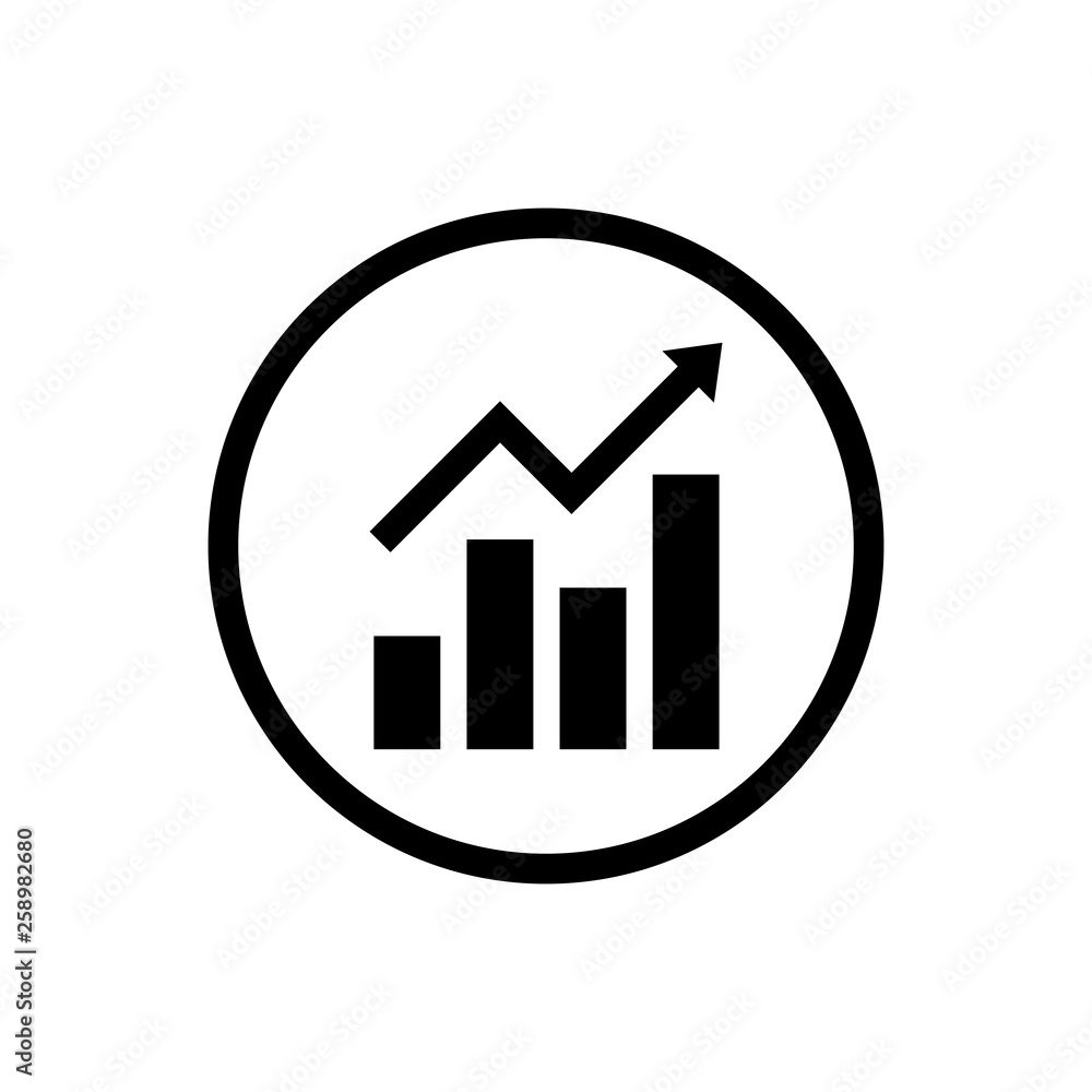 Growing graph Icon. Chart icon. Graph Icon in trendy flat style isolated on white background Growing graph Icon. Chart icon. Graph Icon in trendy flat style isolated on white background