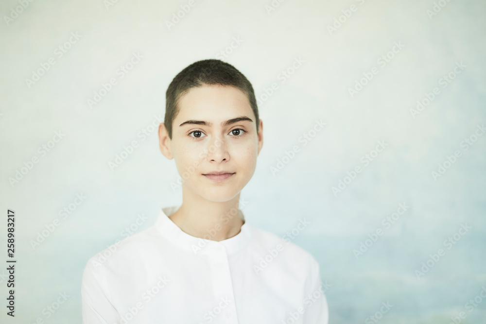 Portrait of short-haired young woman Portrait of short-haired young woman