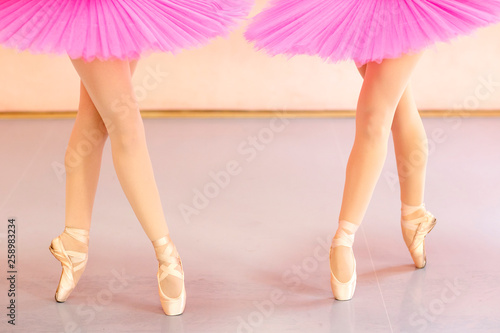 Legs of ballet dancers who is standing