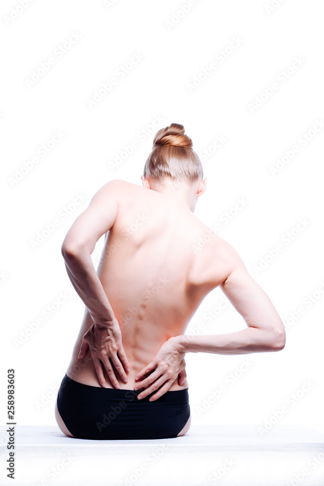 Back of beautiful nude woman on white background Back of beautiful nude woman on white background