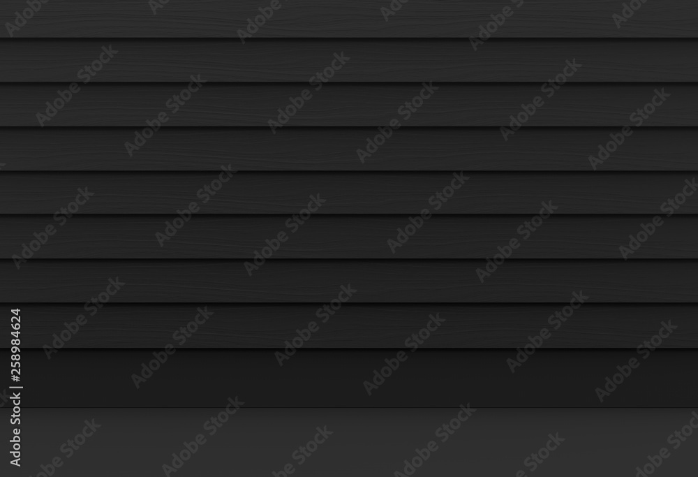 3d rendering. Abstract dark black wood panels wall and floor background. 3d rendering. Abstract dark black wood panels wall and floor background.