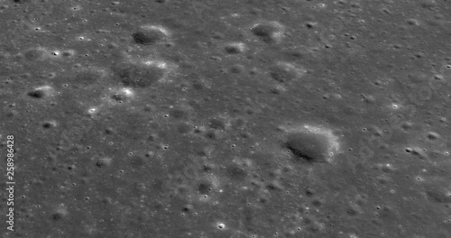 Medium-altitude circular tracking shot of cratered terrain, Mare Insularum. LAT 18.63, LONG 331.8   . Reversible, seamless loop. Elements of this image furnished by NASA photo