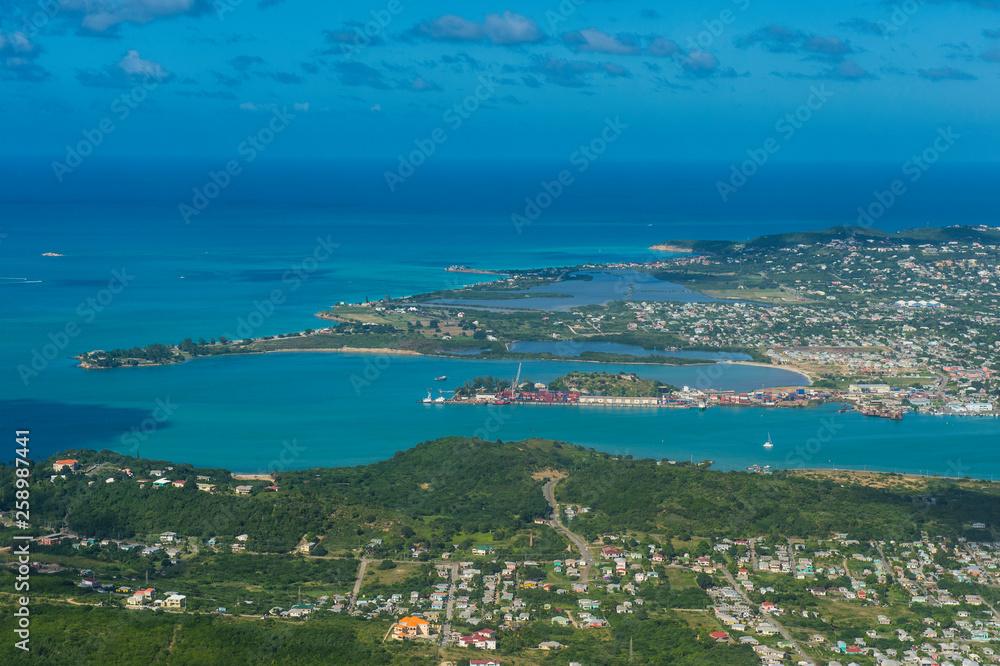 Caribbean, Antilles, Aerial view of Antigua Caribbean, Antilles, Aerial view of Antigua