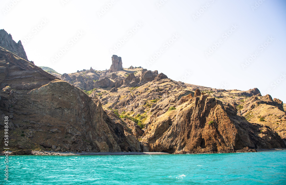 Karadag nature reserve in Crimea. The landscape of the natural reserve. Karadag nature reserve in Crimea. The landscape of the natural reserve.