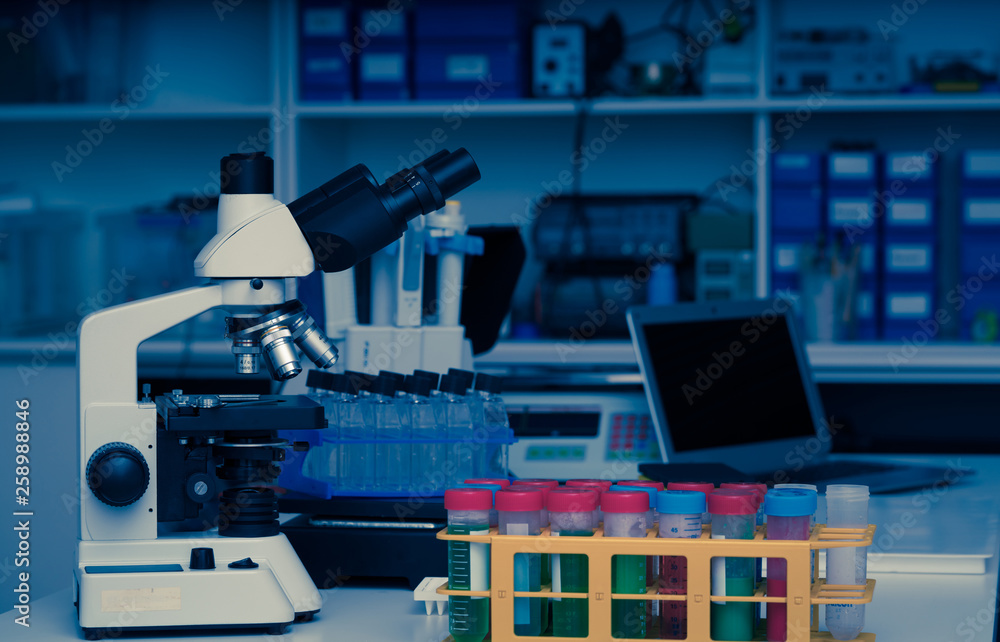 Fototapeta premium Scientific microscope in the laboratory of forensics