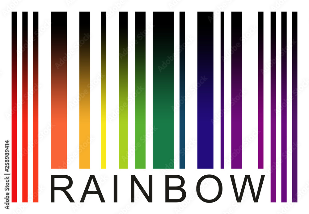 Simulate barcode words-rainbow, gradient turning into black, isolated on white. Simulate barcode words-rainbow, gradient turning into black, isolated on white.