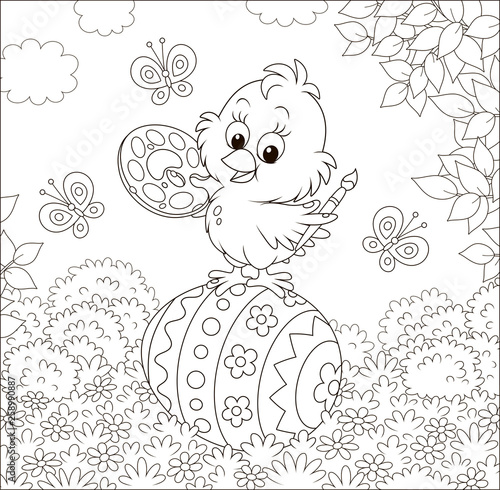 Little chick coloring an Ea...