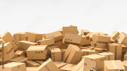 Cardboard boxes on white background  logistics and delivery concept. 3D Rendering