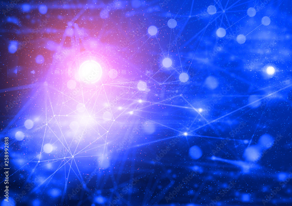 Obraz premium ai technology data deep learning hologram neon glow, molecule of chemical, atom cell, futuristic cyber network, system of galaxy science background illustration 3d rendering, robotic particle electric