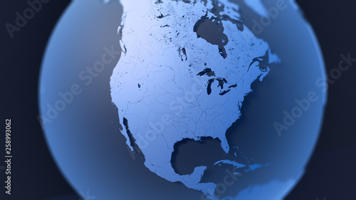 3D Earth Illustration focused on the United States, Canada and Mexico photo