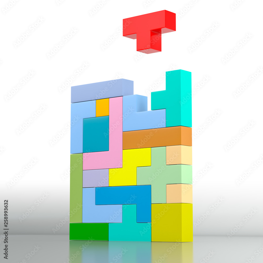 Closeup of a Colored Puzzle Made with Blocks of Different Shape and Color. Closeup of a Colored Puzzle Made with Blocks of Different Shape and Color.